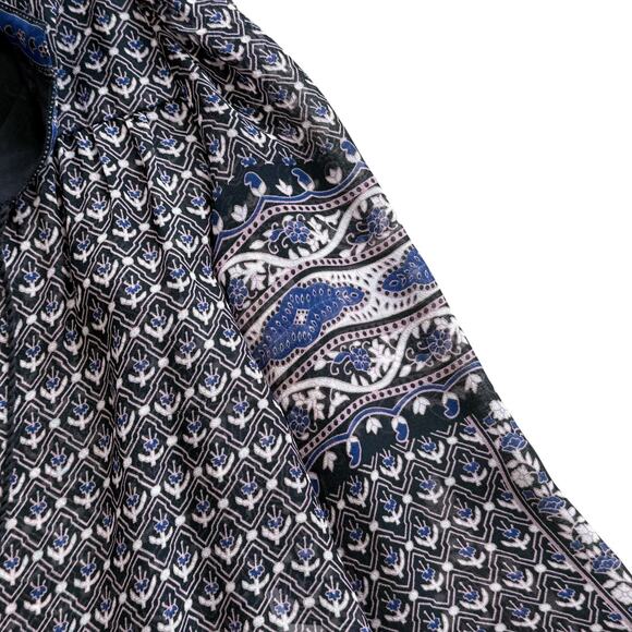 Ulla Johnson Amala Print Silk Double Tassel Sheer Peasant Top Size 0 - Picture 8 of 14